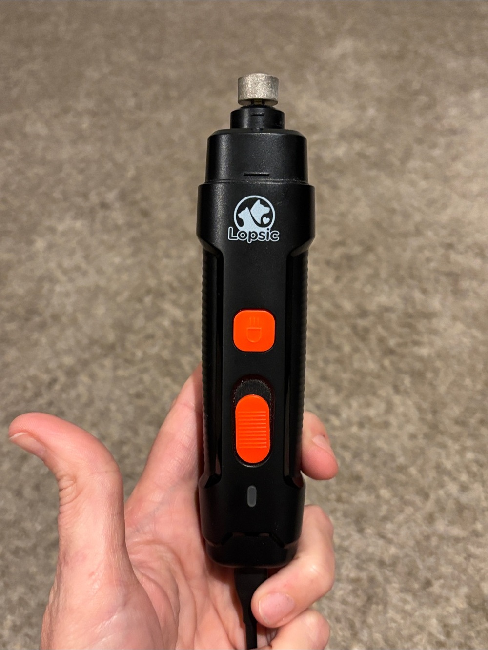 Lopsic Black Electric Dog Nail Grinder Tool with Orange Controls